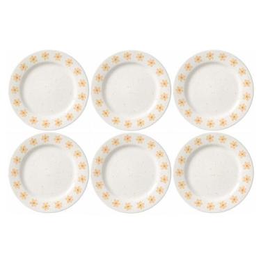 Imagem de Conjunto 6 Pratos Sobremesa Lilie Flores Cerâmica - Corona, Branco, Ún