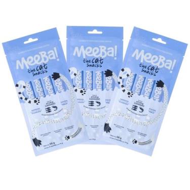 Imagem de Kit 3 Meeba Snack Natural Úmido Atum E Camarão 12 Sachê 14g