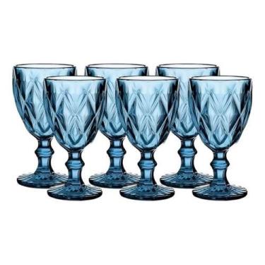 Imagem de Taça Rio Home Diamante Azul Vidro 300ml Conjunto 6 Para Vinho E Água A