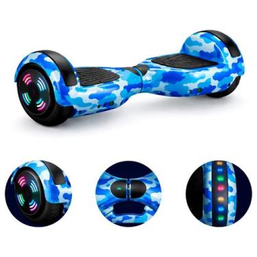 Imagem de Hoverboard Com Luzes Led Para Mobilidade Urbana Cor:AZUL CAMUFLADO - S