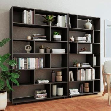 Imagem de Estante de Livros 210CMX187,5cm Kit 2 Estantes Euforia Yescasa Preto