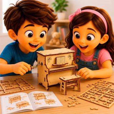 Imagem de Kit Educativo Steam Cientista Piano Infantil Nettoy Montável 6+ 40017