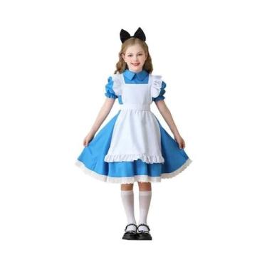 Imagem de Fantasia Infantil Azul Alice No País Das Maravilhas Para Meninas, Vest