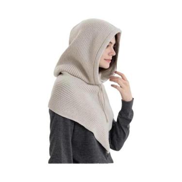 Imagem de Gorro De Inverno Feminino Em Tricô Com Balaclava E Cachecol Integrados