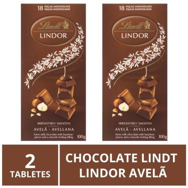 Imagem de Chocolate Lindt Lindor, Ao Leite c/ Avelã, 2 Barras de 100g