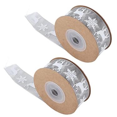 Imagem de Fita de cetim, multiuso, 2 rolos de fita de poliéster para decoração de Natal e festas de fim de ano
