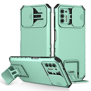 Imagem de Caso de volta Caixa de kickstand de silicone Compatível para Motorola Moto G9 Plus, [3 Ways Stand] Capa protetora (Color : Light green)