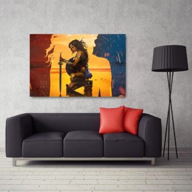 Imagem de Quadro decorativo Mulher Maravilha Artístico - Tela em Tecid