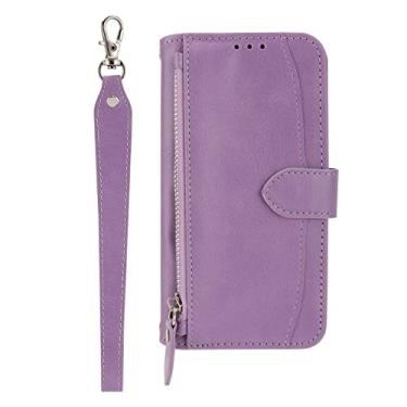 Imagem de Capa para Google Pixel 6/6 Pro, Flip Magnetic Premium Leather Flip Wallet Cover com slots para cartões, Capa para celular, Roxo, 6 6,3 polegadas