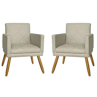 Imagem de Kit 02 Poltrona Decorativa Pés Palito Nina Estilo Matelassê Bege - DS Estofados