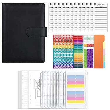 Imagem de Pasta para notebook em couro,planejador orçamento caixa 6 furos - planejador orçamento com capa fichário 6