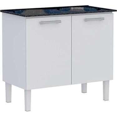 Imagem de Gabinete de Lavanderia Branco em Aço 100x50 cm com Tanque Sintético Preto Venus Cozimax