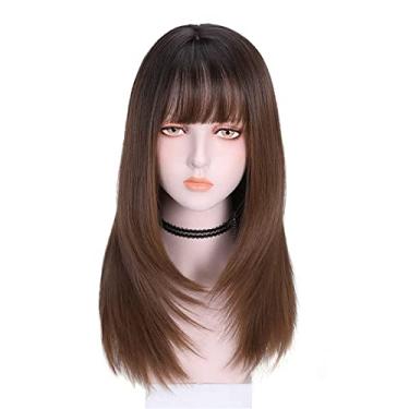 Imagem de Perucas JAMBHALA curtas retas para mulheres peruca sintética de cabelo macio natural para dia/festa/cosplay 23 polegadas