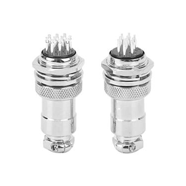 Imagem de Conector de tomada de aviação, 2 peças 20 mm 10 pinos shell de liga de zinco e conector de cobre banhado a prata Adaptadores de alimentação elétrica macho fêmea fêmea soquetes de tomada de aviação