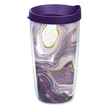 Imagem de Tervis Copo de viagem com isolamento térmico de parede dupla feito nos EUA Alexandrite de mármore mantém as bebidas frias e quentes, 473 ml, clássico