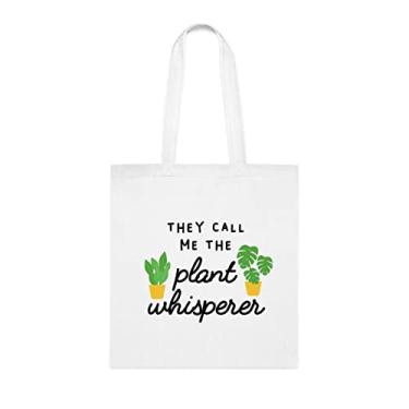 Imagem de They Call Me The Plant Whisperer, sacola divertida, bolsa de ombro, bolsas reutilizáveis, cesta de Natal de aniversário, ideia de presente, Branco
