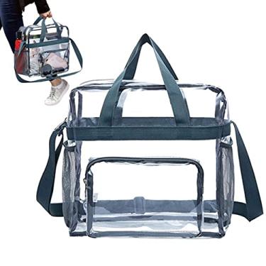Imagem de pologmase Sacolas transparentes – Sacola transversal transparente com alça | Sacola aprovada por estádio compras transparente para viagens segurança, compras, esportes e trabalho