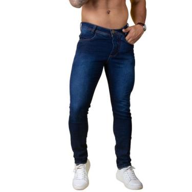 Imagem de Calça Jeans Masculina Skinny Slim Com Lycra Casual Premium Lisa - Torr