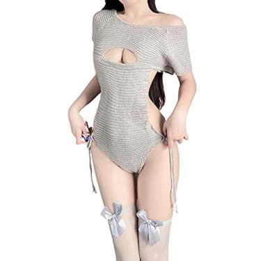 Imagem de Temptshow Pijama feminino sexy para estudantes japoneses, cosplay, roupa íntima grande, Cinza 3, One Size