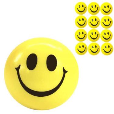 Imagem de Kit 12 Bolinhas Amarela Smile Massagem Apertar Anti Stress - Garota Bo