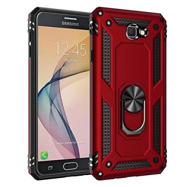 Imagem de LVSHANG Capa de celular para Samsung Galaxy J7 Prime, capa e suporte, com capa magnética, proteção resistente à prova de choque para Samsung Galaxy J7 Prime (cor: vermelha)