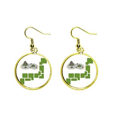 Imagem de Brinco feminino de gota dourada com pingente de orelha da Montanhas Rivers Lakes Ecology Japão, Metal