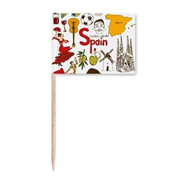 Imagem de Bandeira nacional de animais da Espanha Landscap bandeiras de palito de dente marcador para decoração de festa