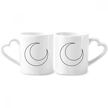 Imagem de Conjunto de canecas de porcelana para casal, com símbolo de totem, formato de lua, coração