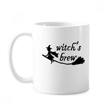 Imagem de Caneca de cerâmica com citação em inglês para bruxa e porcelana de café