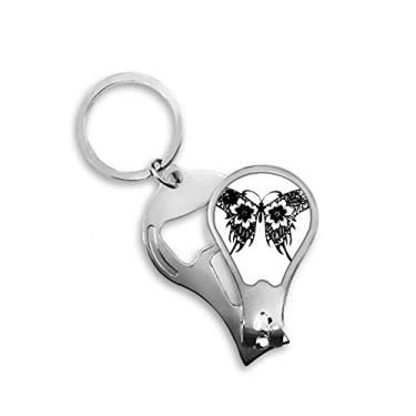 Imagem de Borboleta estilo chinês com asas florais cortador de unhas abridor chaveiro tesoura