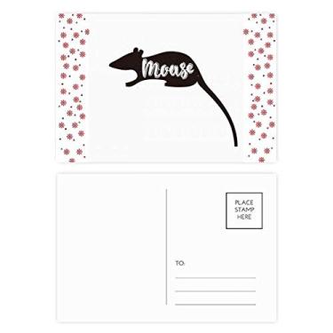 Imagem de Mouse Preto e Branco Animal Natal Flor Celebração Cartão postal Bênção Cartão postal
