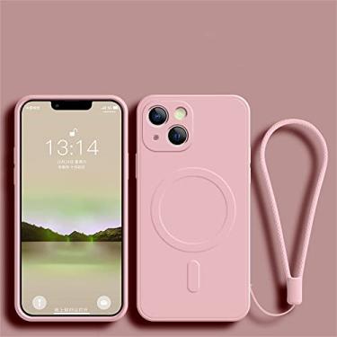 Imagem de Capa de pulseira de silicone para iPhone 14 13 12 11 Mini Pro XS Max XR X 8 7 Plus Capa de carga magnética sem fio, rosa, para iPhone 8