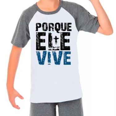 Imagem de Camiseta Raglan Gospel Evangélica Cinza Branco Infantil01 - Design Cam