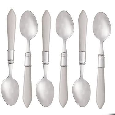 Imagem de Conjunto 6 Colheres de Mesa de Aço Inox com Cabo de Plástico Mother Pearl Cinza 21cm - Lyor