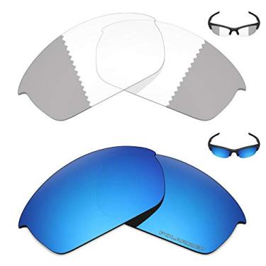 Imagem de Mryok+ 2 pares de lentes de substituição para óculos de sol Oakley Flak Jacket – cinza eclipse fotocromático/azul gelo