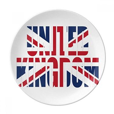 Imagem de Placa de nome da bandeira do Reino Unido Decorativa de Porcelana Salver Prato de jantar