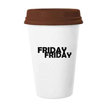 Imagem de Caneca de cerâmica com personagens elegantes de Sexta-feira de vidro para beber café