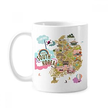 Imagem de Caneca clássica do mapa da Coreia do Sul Love Travel copo de cerâmica branco presente com alças 350 ml