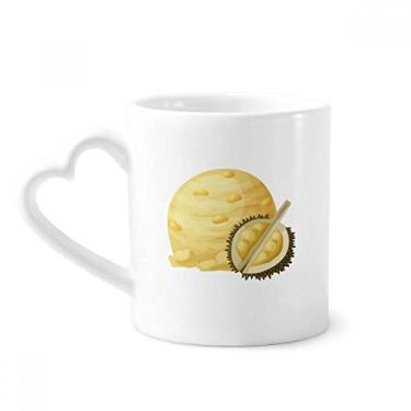 Imagem de Caneca de picolés com bola de sorvete Durian amarela de cerâmica para café copo de coração de vidro