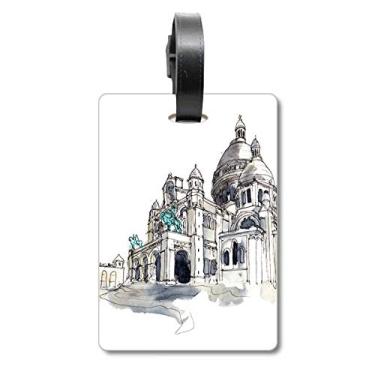 Imagem de Sacre-Coeur em Paris França Bolsa de Bagagem Etiqueta de Bagagem Etiqueta de Scutcheon