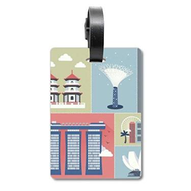 Imagem de Cingapura arranha-céus Famosos Spots Bagagem Etiqueta Cartão de Bagagem Etiqueta Scutcheon Etiqueta