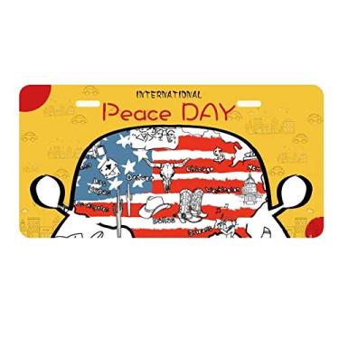 Imagem de DIYthinker Mapa dos Estados Unidos Ilustração Palavra Liberdade Placa Placa Etiqueta Decoração Carro Dia da Paz