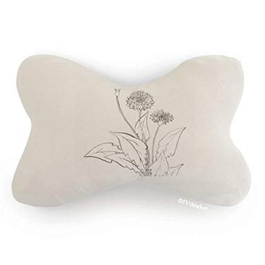 Imagem de DIYthinker Almofada de apoio de cabeça para decoração de pescoço com flores de dente-de-leão preto e branco