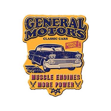 Imagem de Placa de Parede GM Classic Car Bel Air Car Double Light Amarelo em Metal - 45x30 cm