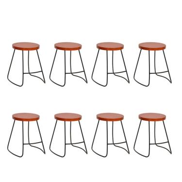 Imagem de Conjunto com 8 Bancos | Banquetas Dili Amêndoa e Preto