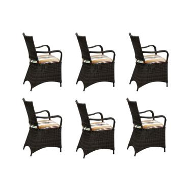 Imagem de Kit 6 Cadeiras de Jantar em Fibra Sintética Base Aço Maracaipe - Café