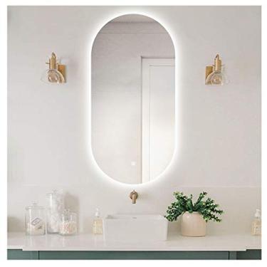 Imagem de Espelho retroiluminado de LED para banheiro, espelho de maquiagem oval sem moldura, espelho decorativo de parede, quarto sala de estar hotel () decoração