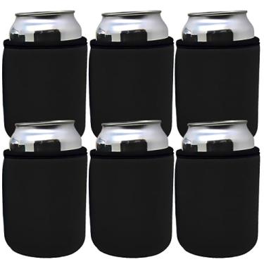 Imagem de TahoeBay Premium Can Sleeve - Panelas de cerveja de neoprene de 5 mm de espessura para latas - Coolers de bebida em branco, Preto, 12oz, 6