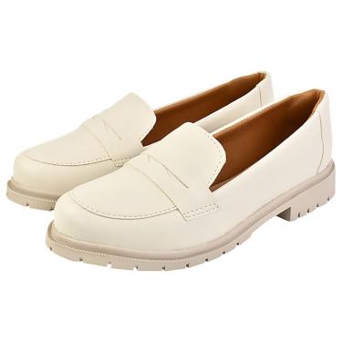 Imagem de Sapato Feminino Mocassim Tratorado Donatella Shoes Bico Redondo Confort Off White Oxford  feminino