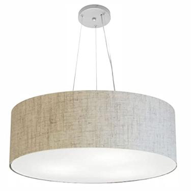 Imagem de Lustre Pendente Cilíndrico Cúpula Tecido 60x21 cm, Vivare Iluminação, Pendente4010 RST, Rustico Bege, Grande
